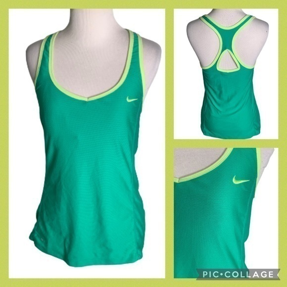 Nike Green/Yellow Trim Dr-Fit Razorback Tank Top L - Picture 1 of 11